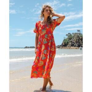 Billabong Red Floral Midi Dress